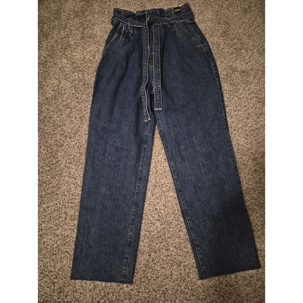 NWT Abercrombie & Finch Waist Tie Paperbag Mom Jeans High Rise 26/2
